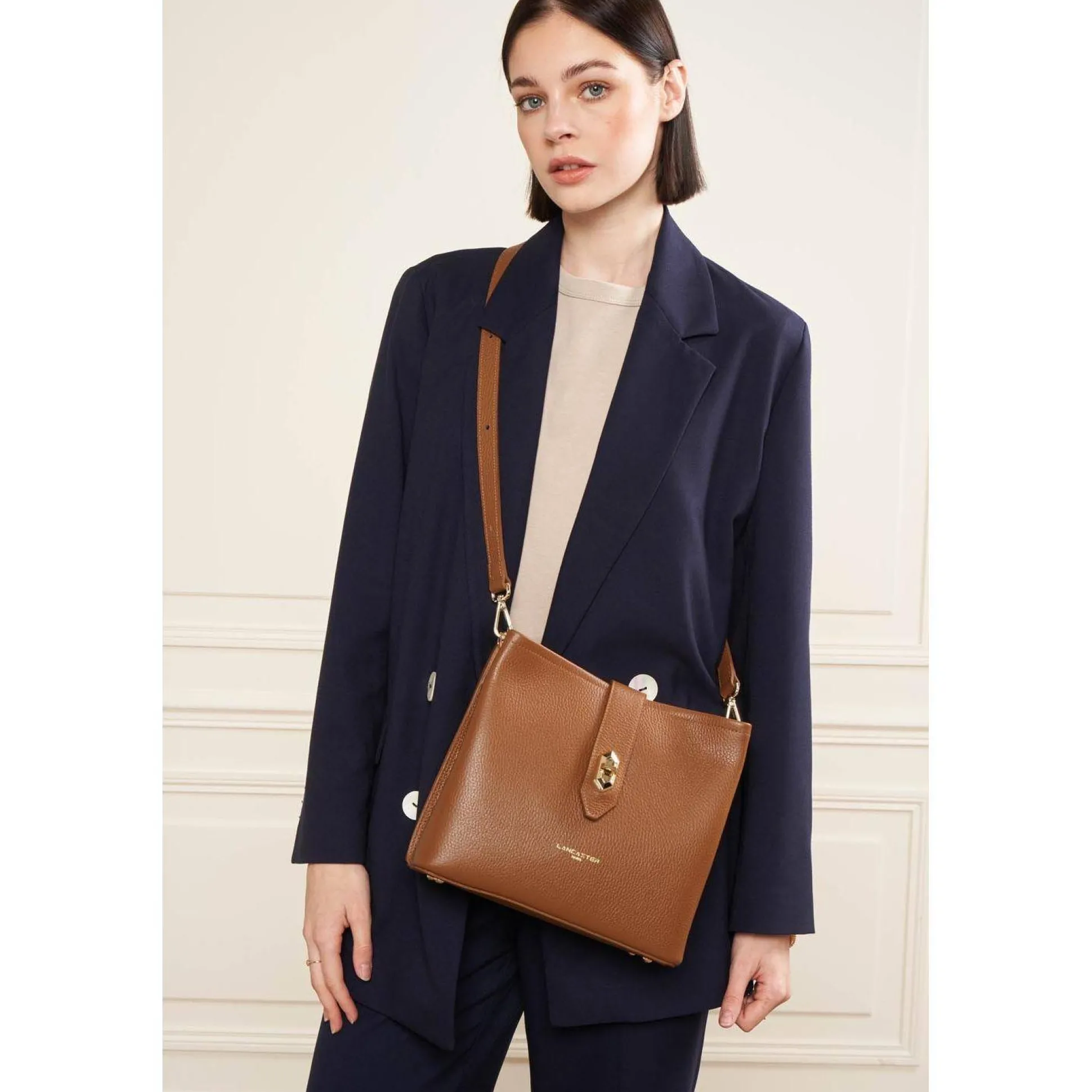 Lancaster Sac seau zippe Top Double en cuir*Femme Sacs Bandoulière