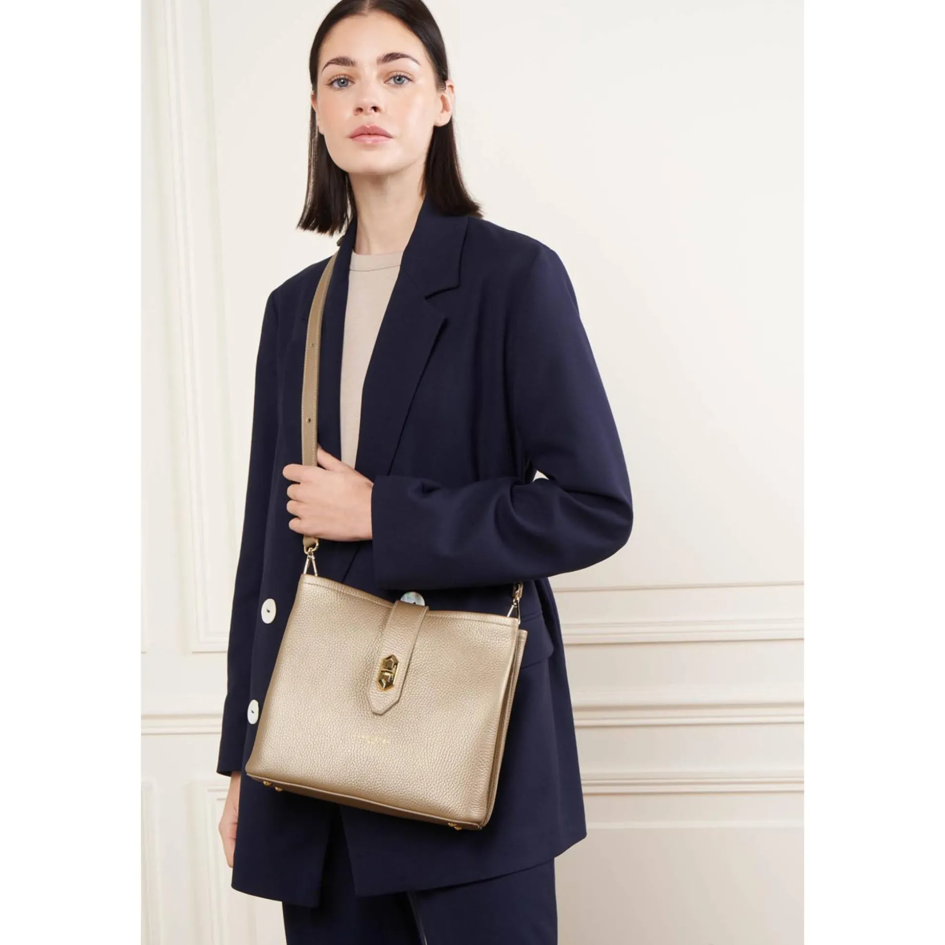 Lancaster Sac seau zippe Top Double en cuir*Femme Sacs Bandoulière