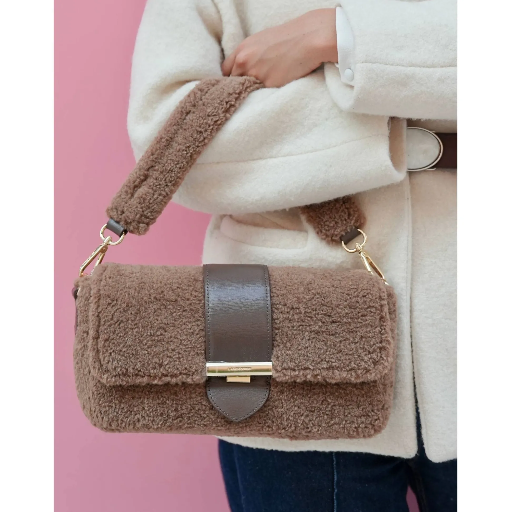 Lancaster Sac trotteur a rabat Moumoute*Femme Sacs Porté Épaule